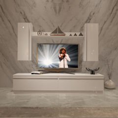 Decoraktiv Eko 5DB Mdf Std Tv Ünitesi Tv Sehpası Parlak Beyaz