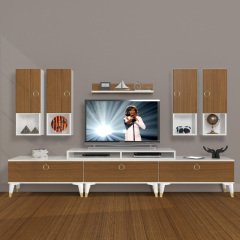 Decoraktiv Ekoflex 8DA Mdf Gold Tv Ünitesi Tv Sehpası Beyaz - Ceviz