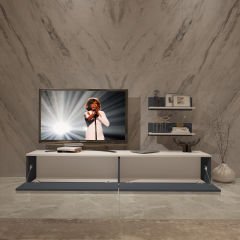 Decoraktiv Eko 4 Mdf Std Tv Ünitesi Tv Sehpası Beyaz - Antrasit