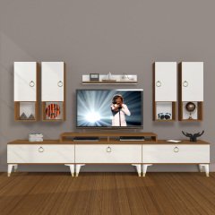 Decoraktiv Ekoflex 8DA Mdf Gold Tv Ünitesi Tv Sehpası Ceviz - Beyaz