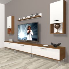 Decoraktiv Eko 270da Mdf Krom Ayaklı Tv Ünitesi Tv Sehpası Ceviz - Beyaz