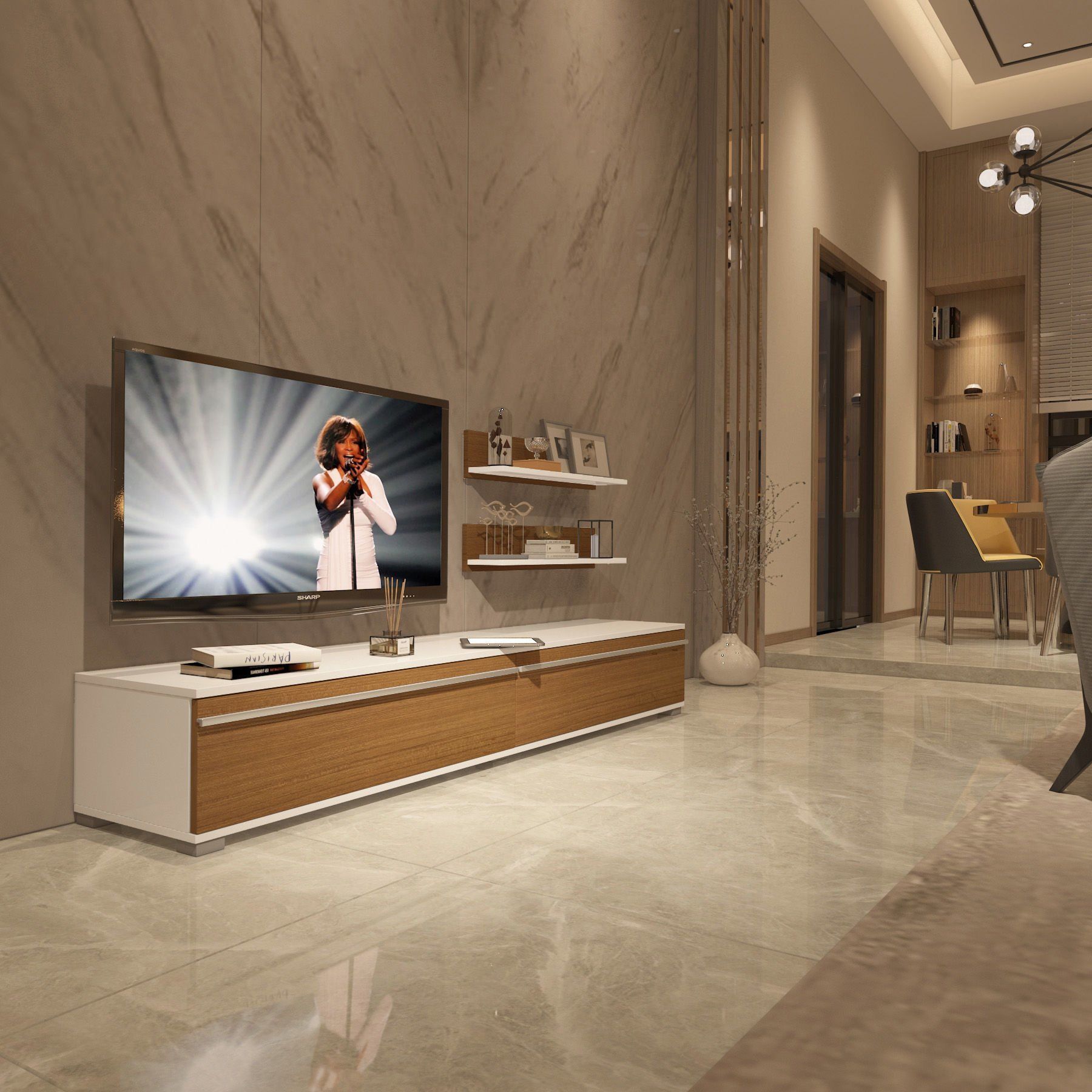 Decoraktiv Eko 4 Mdf Std Tv Ünitesi Tv Sehpası Beyaz - Ceviz