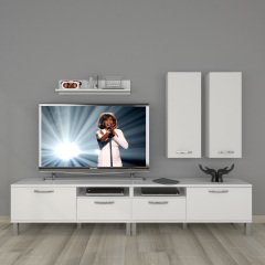 Decoraktiv Eko 5220D Mdf Krom Ayaklı Tv Ünitesi Tv Sehpası Parlak Beyaz