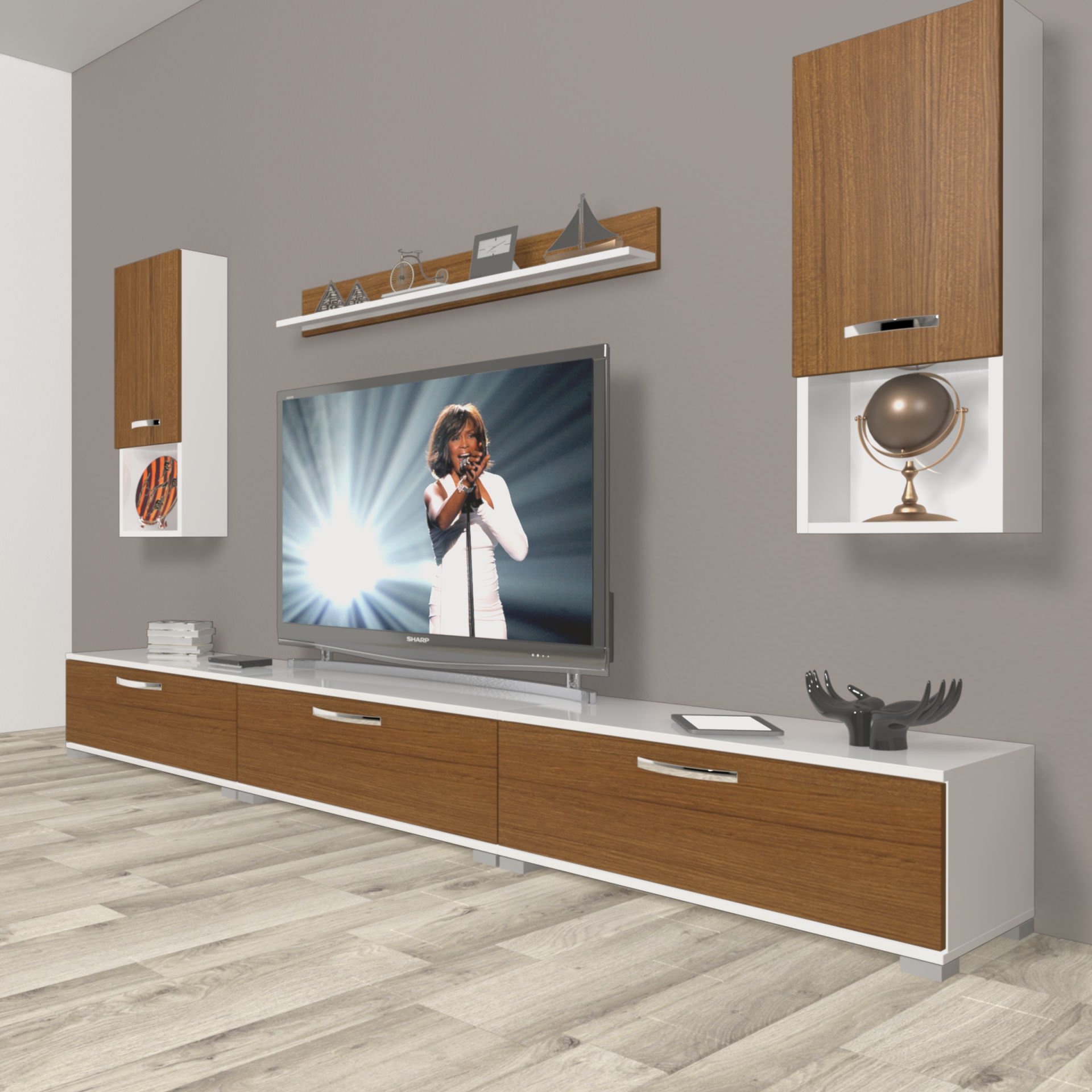 Decoraktiv Eko 270da Mdf Tv Ünitesi Tv Sehpası Beyaz - Ceviz
