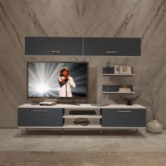 Decoraktiv Eko 5 Mdf Dvd Silver Tv Ünitesi Tv Sehpası Beyaz - Antrasit