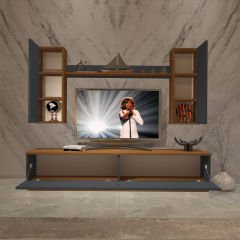 Decoraktiv Eko 5DB Mdf Std Tv Ünitesi Tv Sehpası Ceviz - Antrasit