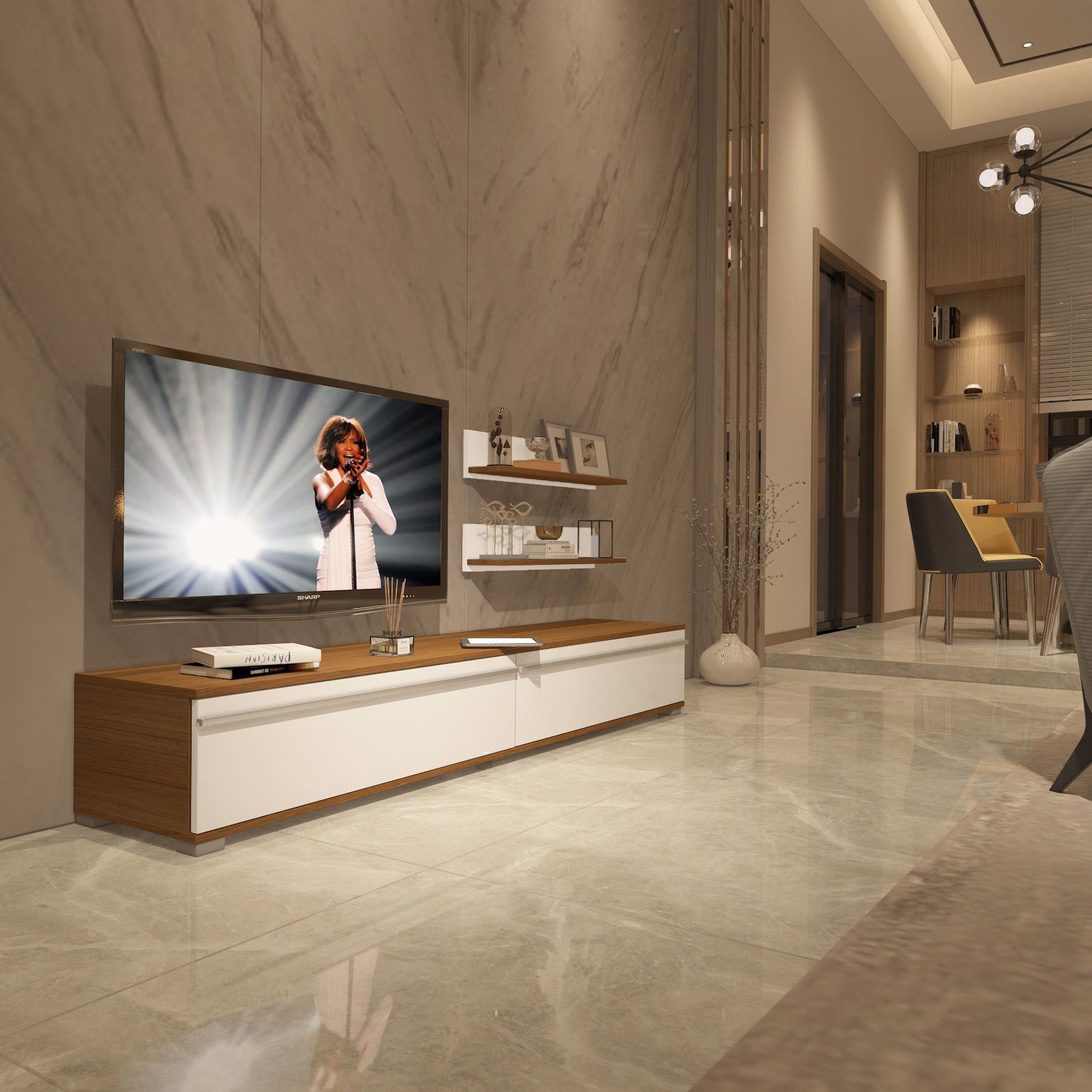 Decoraktiv Eko 4 Mdf Std Tv Ünitesi Tv Sehpası Ceviz - Beyaz