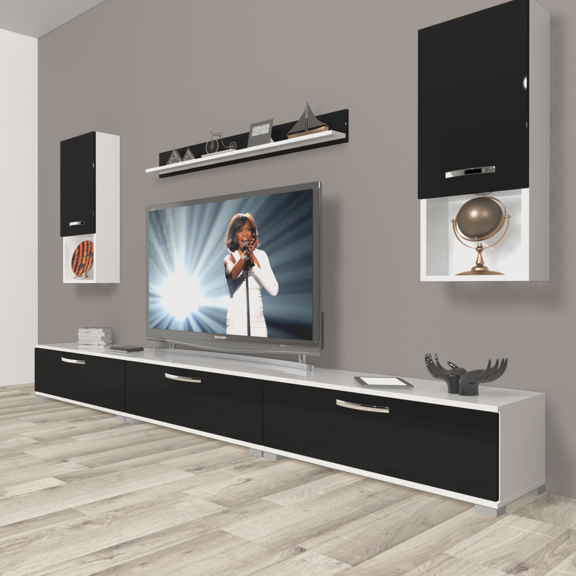Decoraktiv Eko 270da Mdf Tv Ünitesi Tv Sehpası Beyaz - Siyah