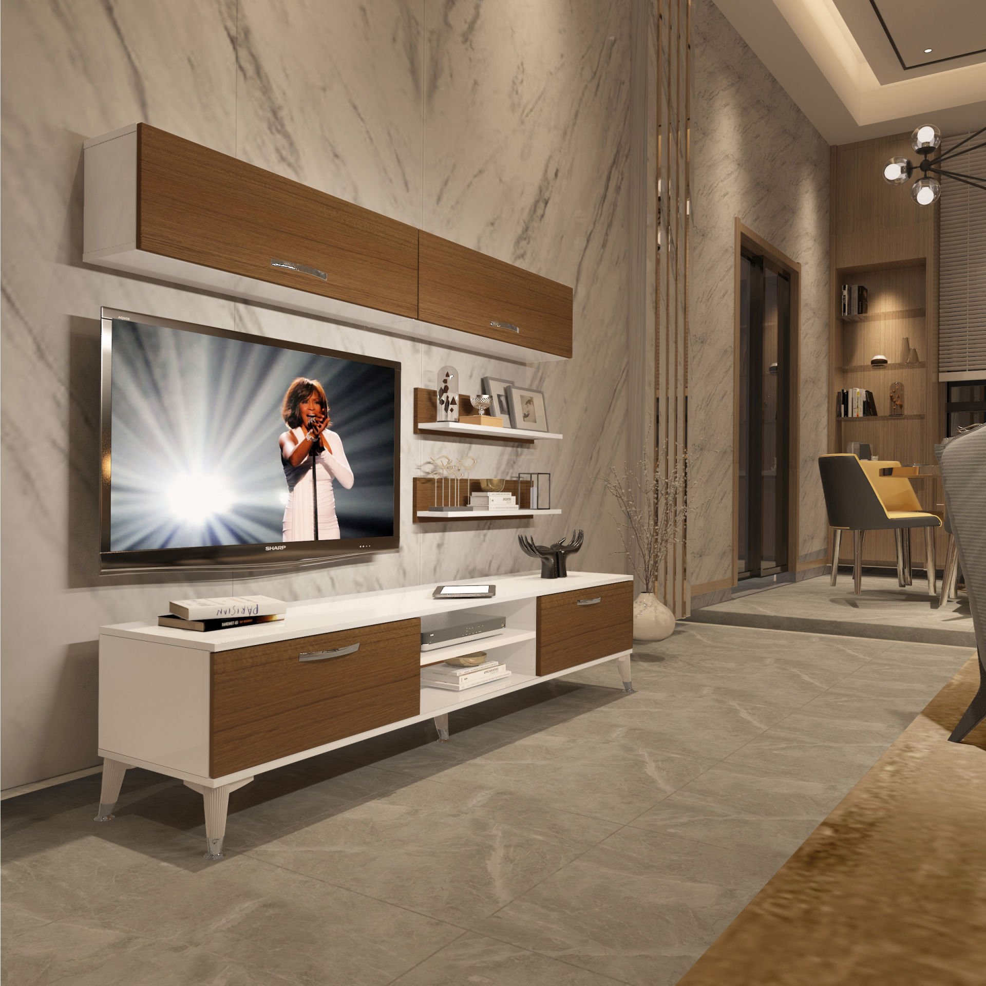 Decoraktiv Eko 5 Mdf Dvd Silver Tv Ünitesi Tv Sehpası Beyaz - Ceviz