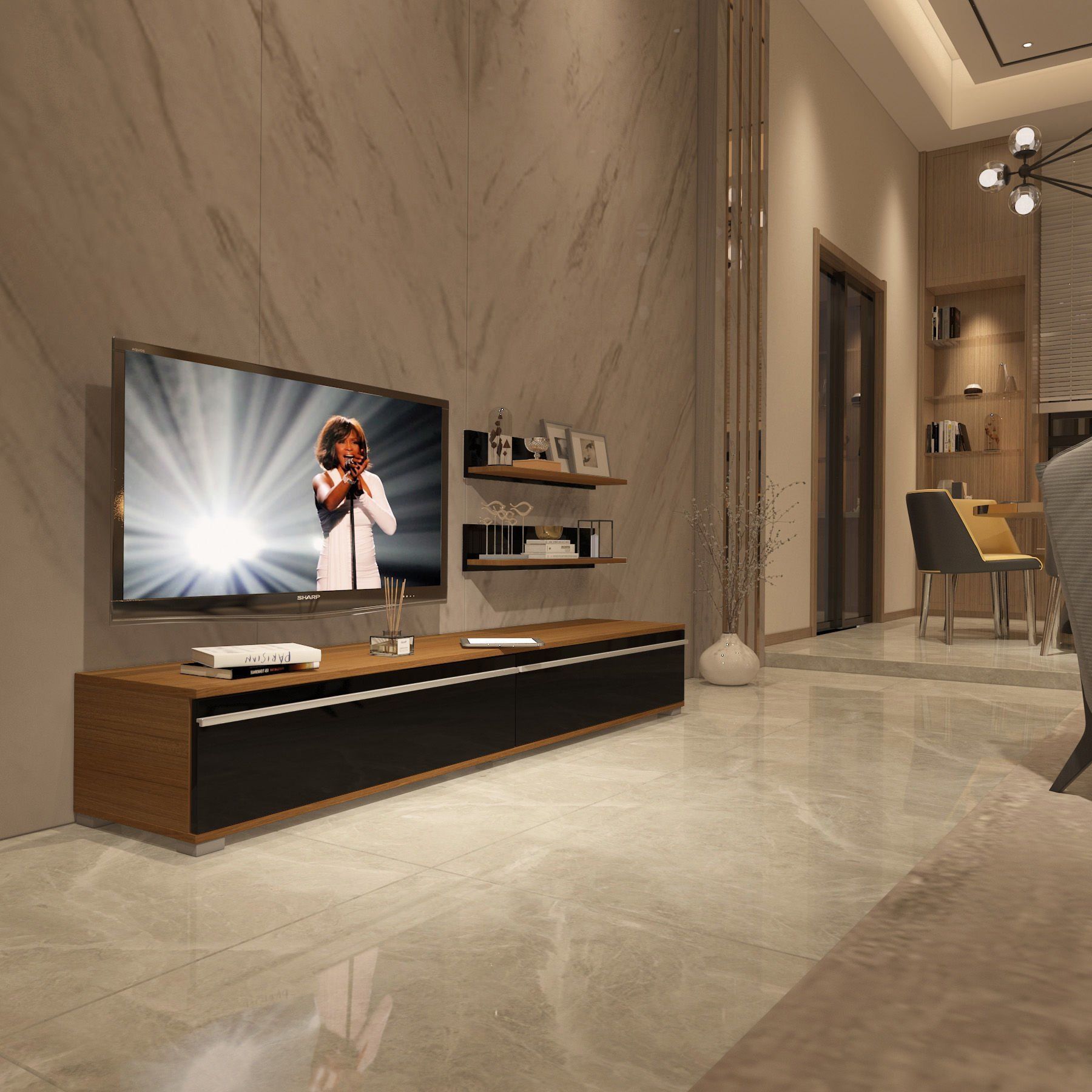Decoraktiv Eko 4 Mdf Std Tv Ünitesi Tv Sehpası Ceviz - Siyah