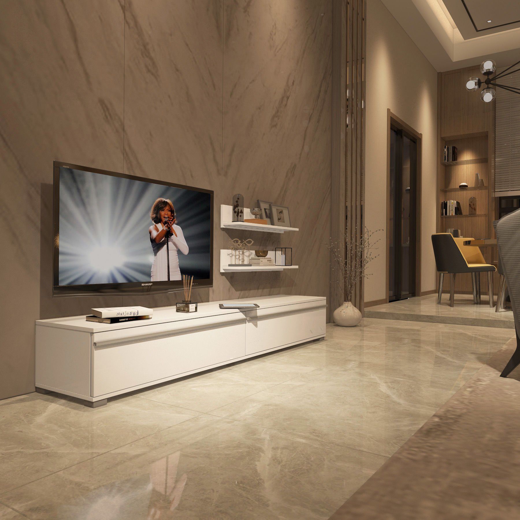 Decoraktiv Eko 4 Mdf Std Tv Ünitesi Tv Sehpası Parlak Beyaz