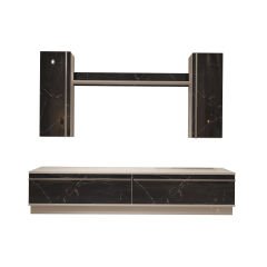 Decoraktiv Eko 5DB Mdf Std Tv Ünitesi Tv Sehpası Beyaz - Siyah Mermer