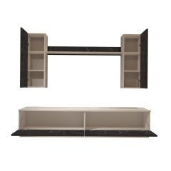 Decoraktiv Eko 5DB Mdf Std Tv Ünitesi Tv Sehpası Beyaz - Siyah Mermer