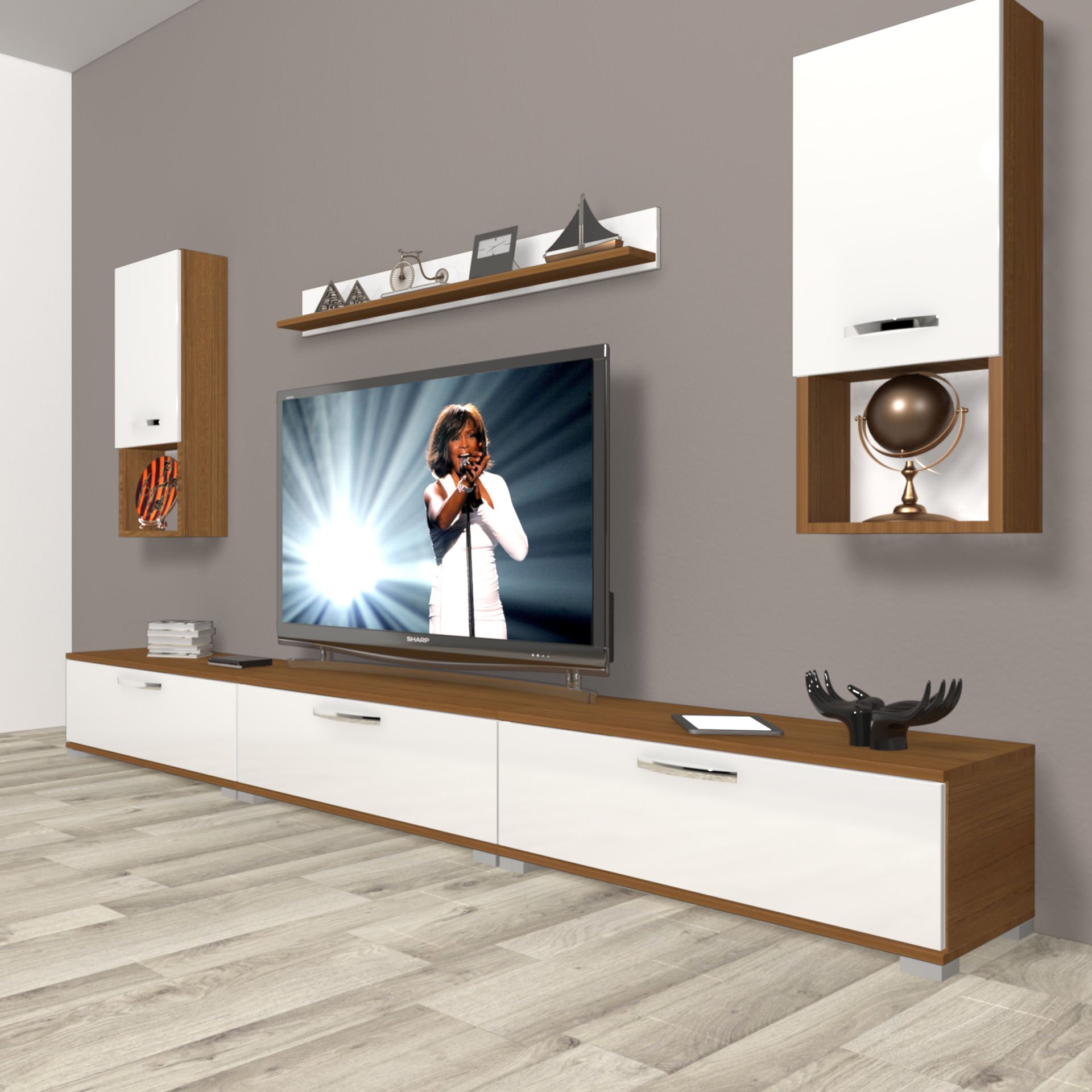 Decoraktiv Eko 270da Mdf Tv Ünitesi Tv Sehpası Ceviz - Beyaz