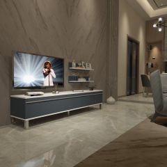 Decoraktiv Eko 4 Mdf Std Krom Ayaklı Tv Ünitesi Tv Sehpası Beyaz - Antrasit