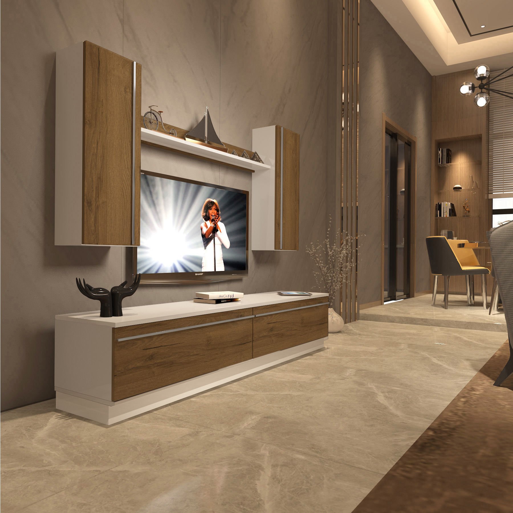 Decoraktiv Eko 5DB Mdf Std Tv Ünitesi Tv Sehpası Beyaz - Pera