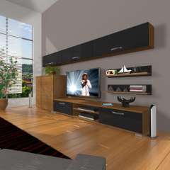 Decoraktiv Eko 8 Mdf Dvd Tv Ünitesi Tv Sehpası Ceviz - Siyah