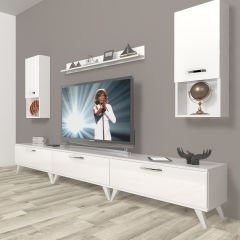 Decoraktiv Eko 270da Mdf Retro Tv Ünitesi Tv Sehpası Parlak Beyaz