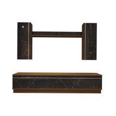 Decoraktiv Eko 5DB Mdf Std Tv Ünitesi Tv Sehpası Ceviz - Siyah Mermer