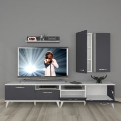 Decoraktiv Eko 5220D Mdf Retro Tv Ünitesi Tv Sehpası Beyaz - Antrasit