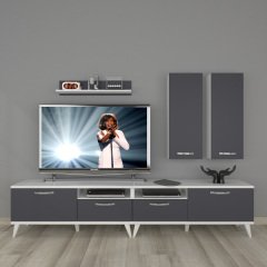 Decoraktiv Eko 5220D Mdf Retro Tv Ünitesi Tv Sehpası Beyaz - Antrasit