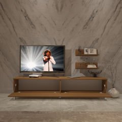Decoraktiv Eko 4 Mdf Std Krom Ayaklı Tv Ünitesi Tv Sehpası Ceviz