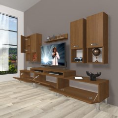 Decoraktiv Ekoflex 8DA Slm Krom Ayaklı Tv Ünitesi Tv Sehpası Ceviz
