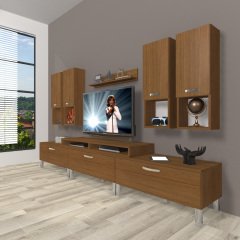 Decoraktiv Ekoflex 8DA Slm Krom Ayaklı Tv Ünitesi Tv Sehpası Ceviz
