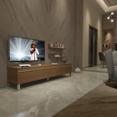 Decoraktiv Eko 4 Mdf Std Krom Ayaklı Tv Ünitesi Tv Sehpası Ceviz