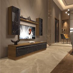 Decoraktiv Eko 5DB Mdf Std Tv Ünitesi Tv Sehpası Pera - Siyah Mermer