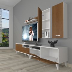 Decoraktiv Eko 5220D Mdf Retro Tv Ünitesi Tv Sehpası Beyaz - Ceviz