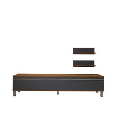 Decoraktiv Eko 4 Mdf Std Krom Ayaklı Tv Ünitesi Tv Sehpası Ceviz - Antrasit