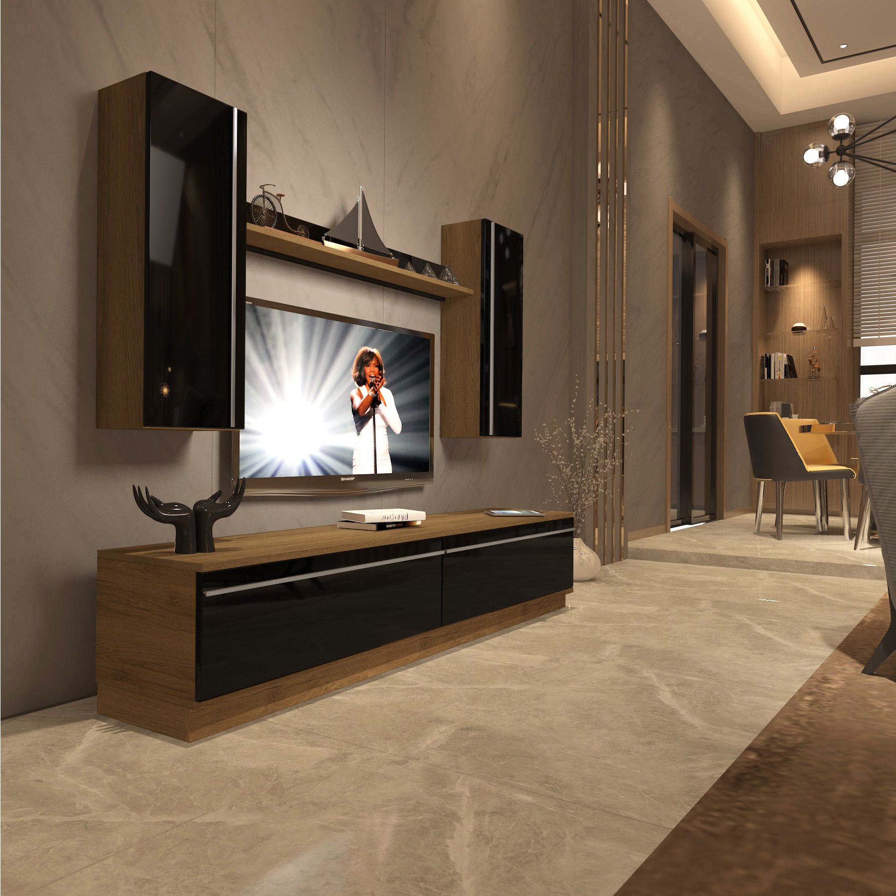 Decoraktiv Eko 5DB Mdf Std Tv Ünitesi Tv Sehpası Pera - Siyah