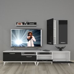 Decoraktiv Eko 5220D Mdf Retro Tv Ünitesi Tv Sehpası Beyaz - Siyah