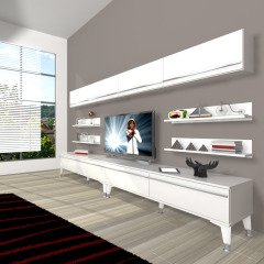 Decoraktiv Eko 360Y Mdf Silver Tv Ünitesi Tv Sehpası Parlak Beyaz