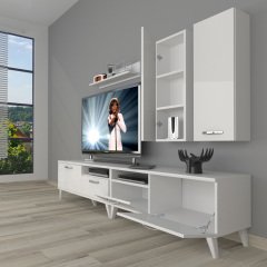 Decoraktiv Eko 5220D Mdf Retro Tv Ünitesi Tv Sehpası Parlak Beyaz