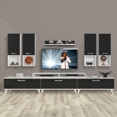 Decoraktiv Ekoflex 8DA Slm Retro Tv Ünitesi Tv Sehpası Beyaz - Siyah