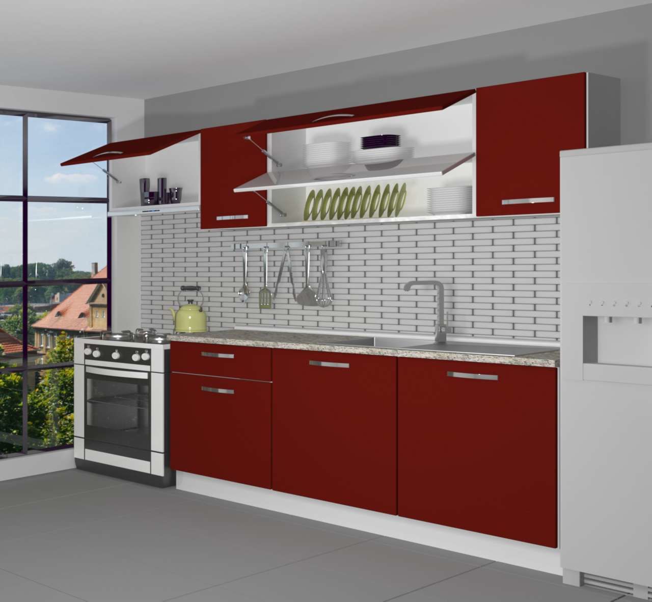 Decoraktiv Ekol 240 MDF Hazır Mutfak Dolabı Bordo