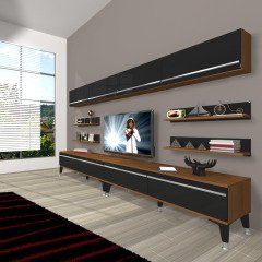 Decoraktiv Eko 360Y Mdf Silver Tv Ünitesi Tv Sehpası Ceviz - Siyah