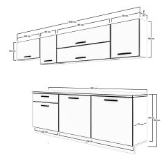 Decoraktiv Ekol 240 MDF Hazır Mutfak Dolabı Bordo - Beyaz