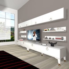 Decoraktiv Eko 360Y Mdf Gold Tv Ünitesi Tv Sehpası Parlak Beyaz