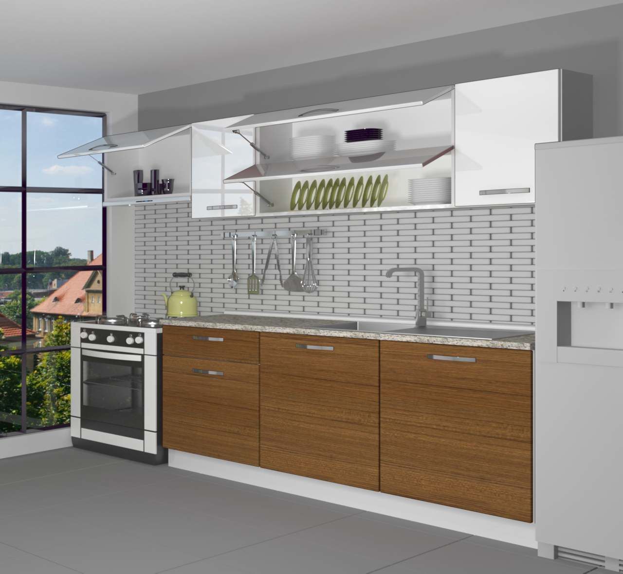 Decoraktiv Ekol 240 MDF Hazır Mutfak Dolabı Ceviz - Beyaz