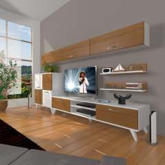 Decoraktiv Eko 8 Mdf Dvd Retro Tv Ünitesi Tv Sehpası Beyaz - Ceviz