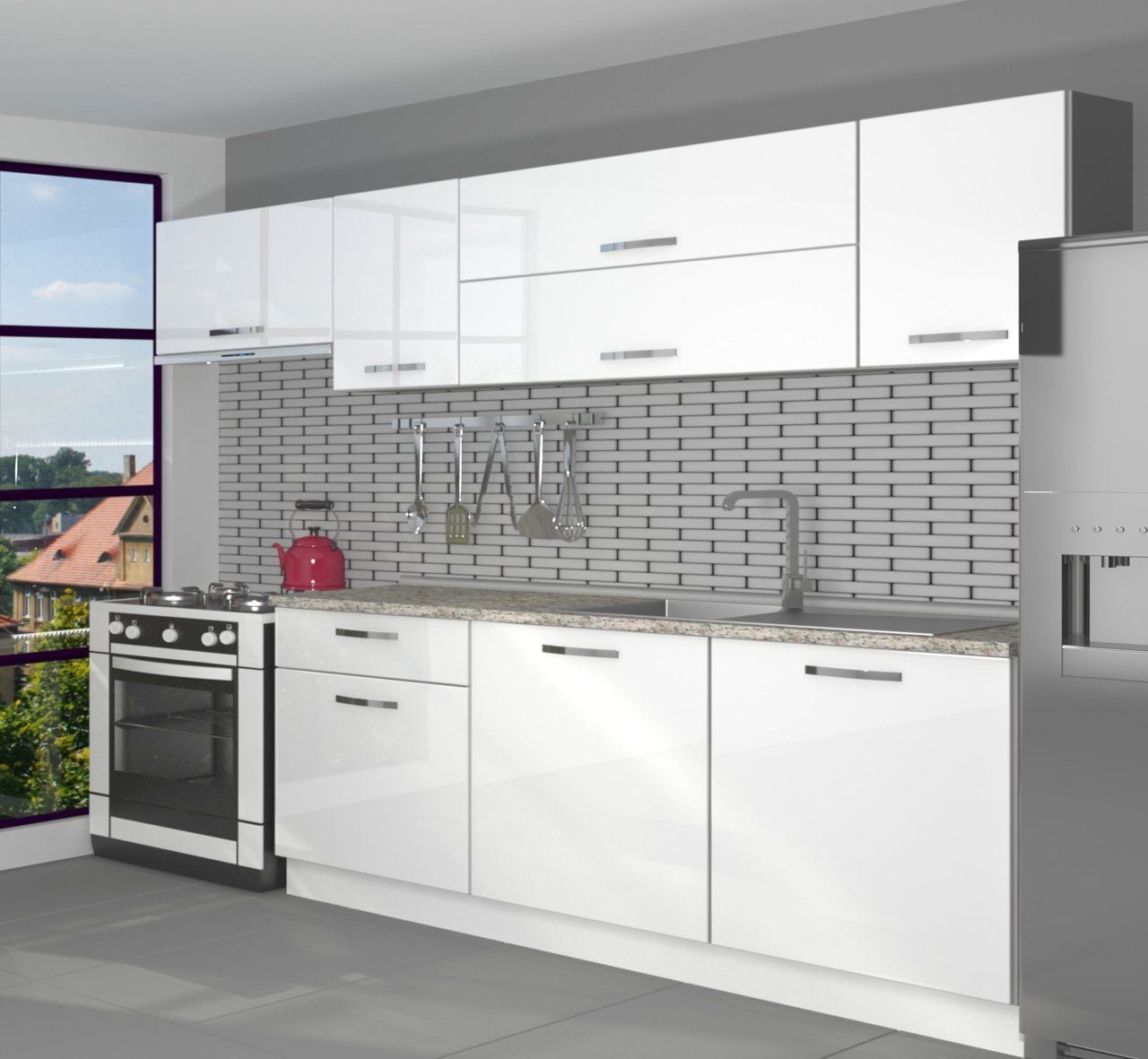 Decoraktiv Ekol 240 MDF Hazır Mutfak Dolabı Parlak Beyaz