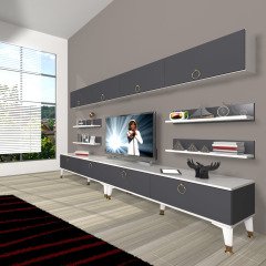 Decoraktiv Eko 360Y Mdf Gold Tv Ünitesi Tv Sehpası Beyaz - Antrasit