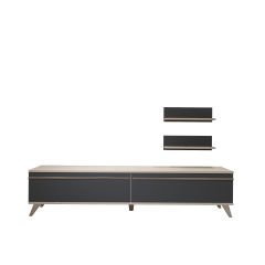 Decoraktiv Eko 4 Mdf Std Retro Tv Ünitesi Tv Sehpası Beyaz - Antrasit