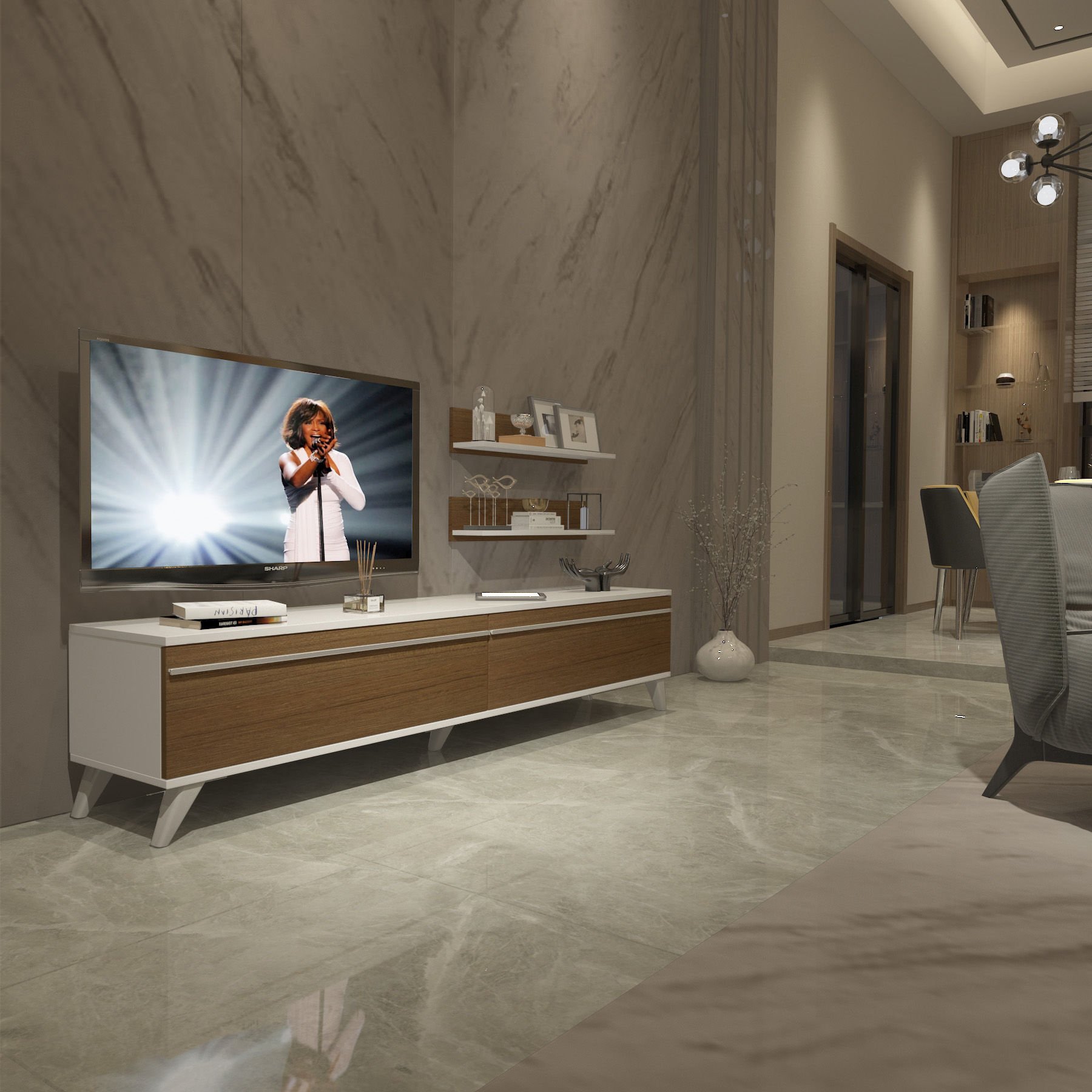 Decoraktiv Eko 4 Mdf Std Retro Tv Ünitesi Tv Sehpası Beyaz - Ceviz