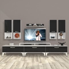 Decoraktiv Ekoflex 8DA Slm Silver Tv Ünitesi Tv Sehpası Beyaz - Siyah