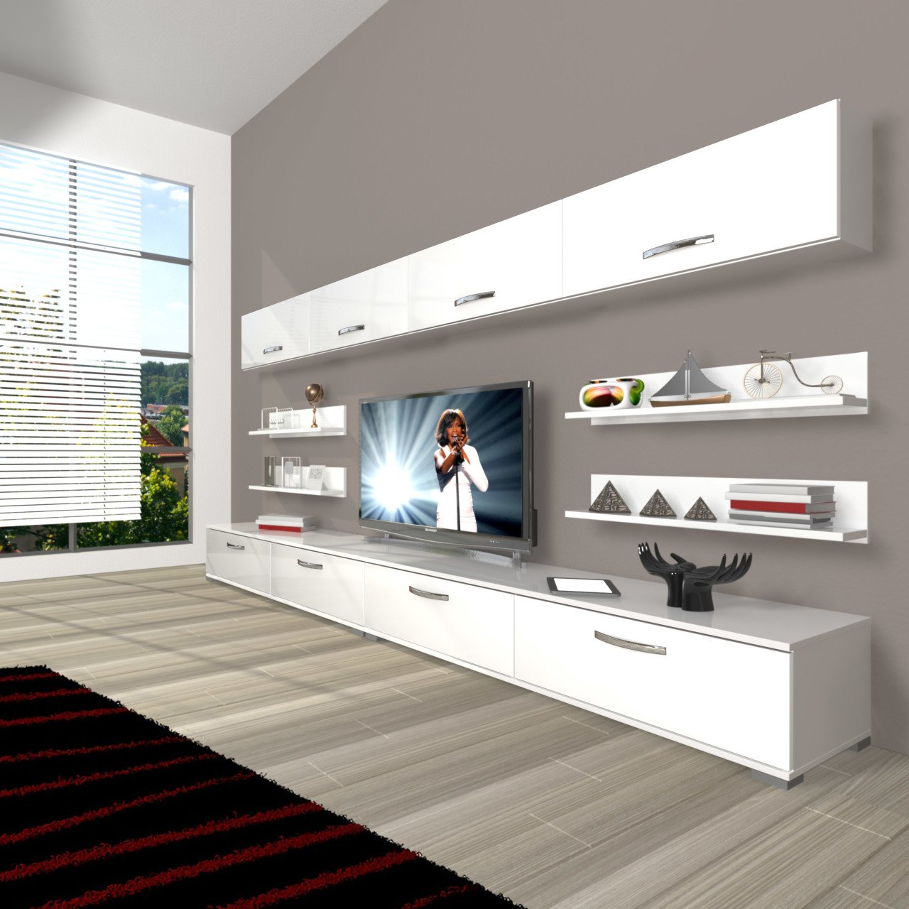 Decoraktiv Eko 360Y Slm Tv Ünitesi Tv Sehpası Parlak Beyaz