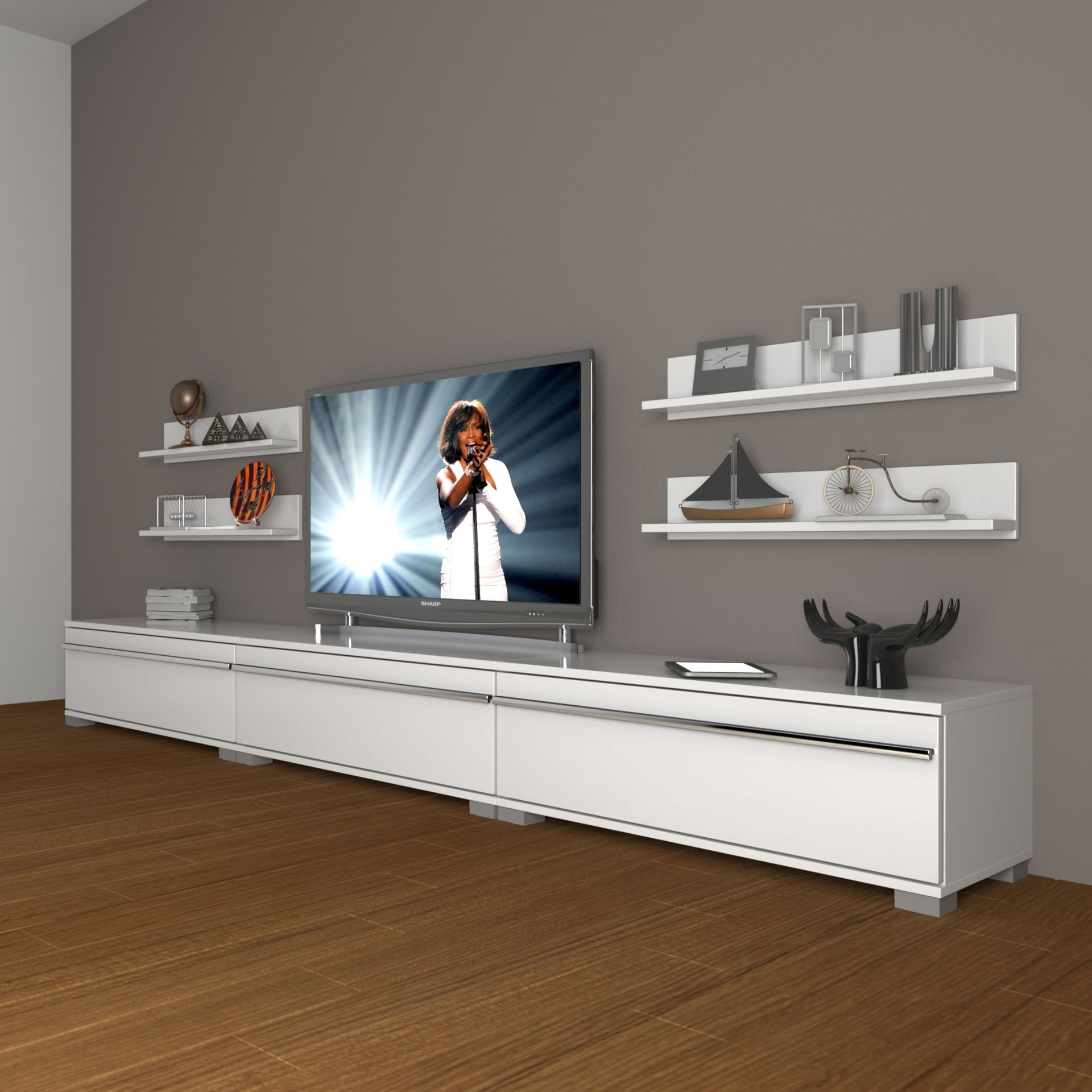 Decoraktiv Eko 270r Mdf Tv Ünitesi Tv Sehpası Parlak Beyaz